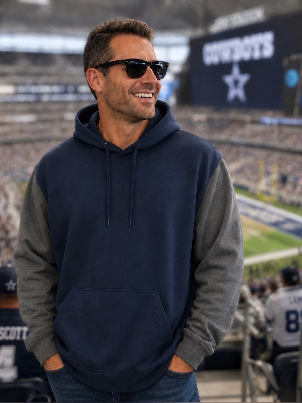 🏈 CLIQUE by CUTTER & BUCK Navy & Gray Two-Tone “Helsa Sport” Pullover Hoodie XXL